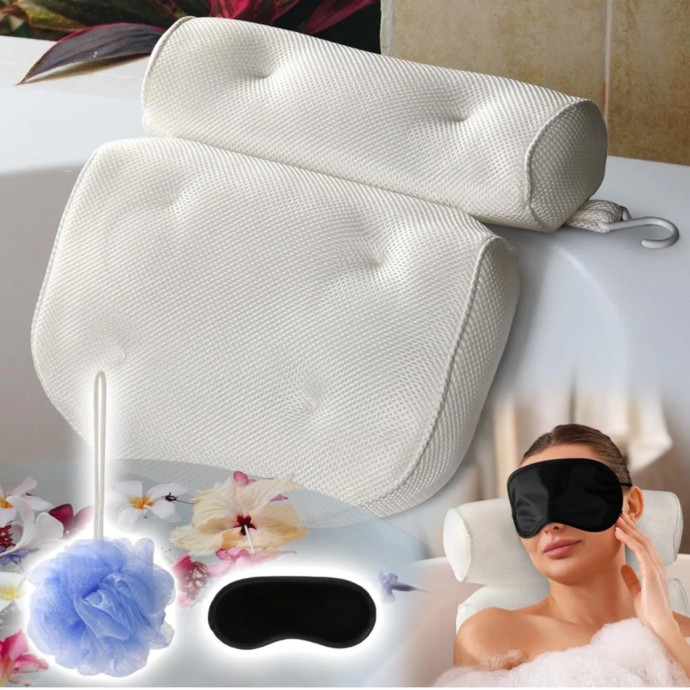 NEW Luxury Bathtub Pillow - Luxury Mesh Bathtub Pillow for Neck & Back Support